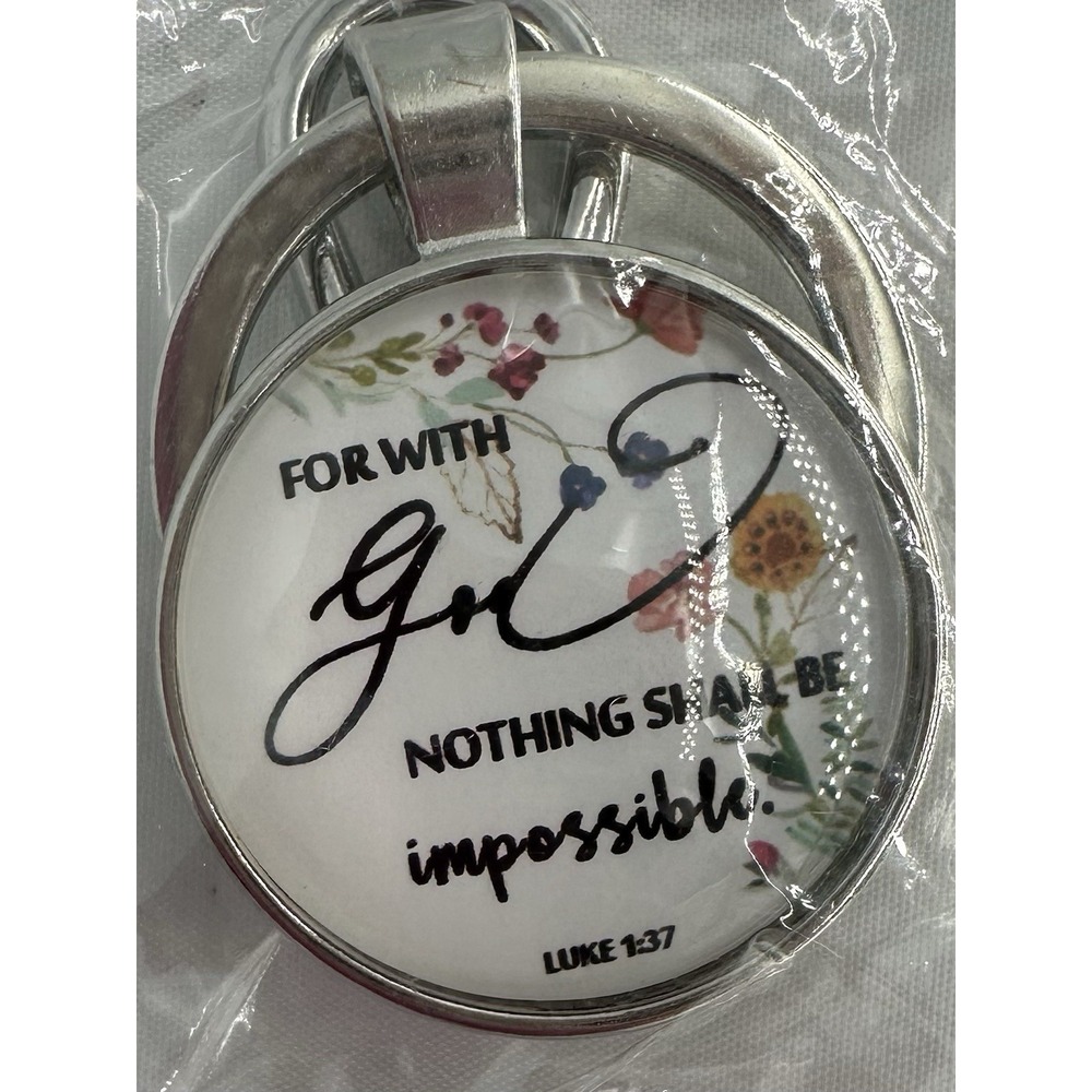 Ladies Inspiration Religious Christian Jewelry Bible Luke 1:37 Keychain